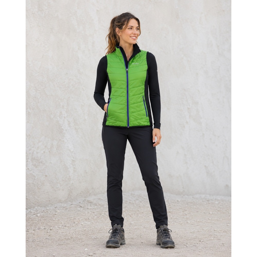 Marmot Running Hiking Vest Small Green Polartec Fleece Lined Pockets Gorpcoe